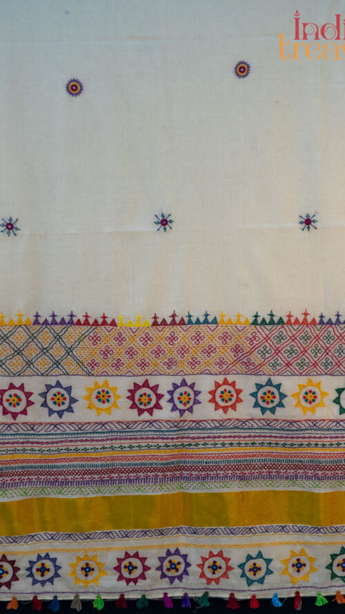 Lambani Hand-Embroidery on Kerala Cotton Saree