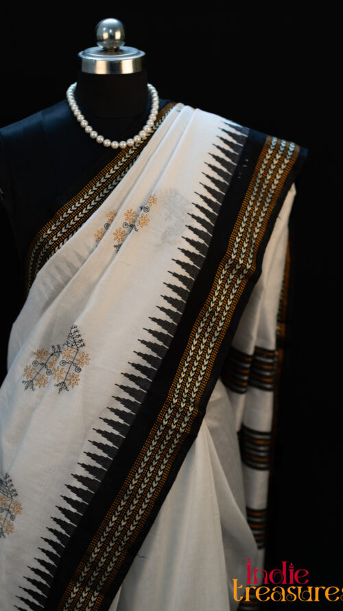 Kasuti Hand-Embroidery on Hand-Woven Raw Silk