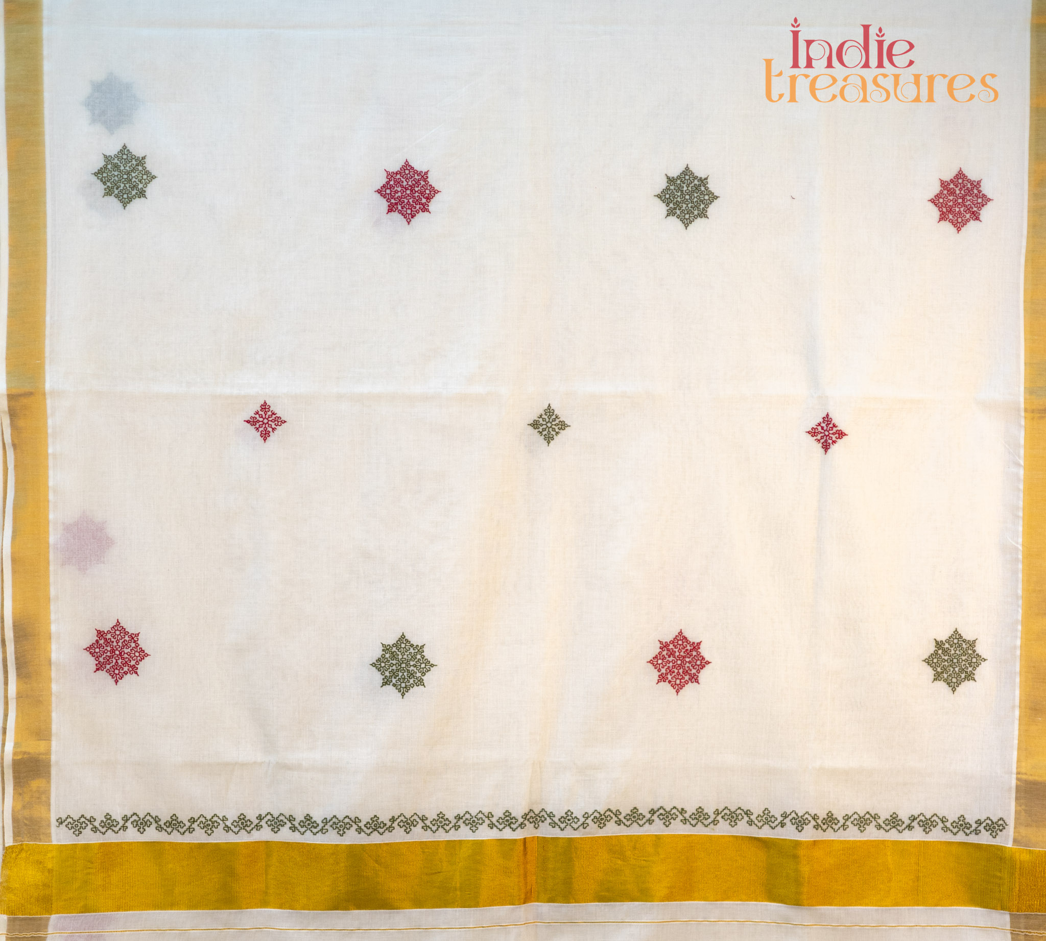 Kasuti Hand-Embroidery on Kerala Cotton