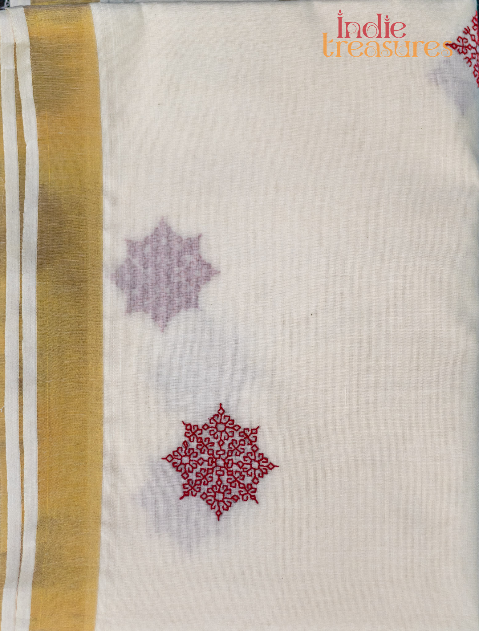 Kasuti Hand-Embroidery on Kerala Cotton - Image 2