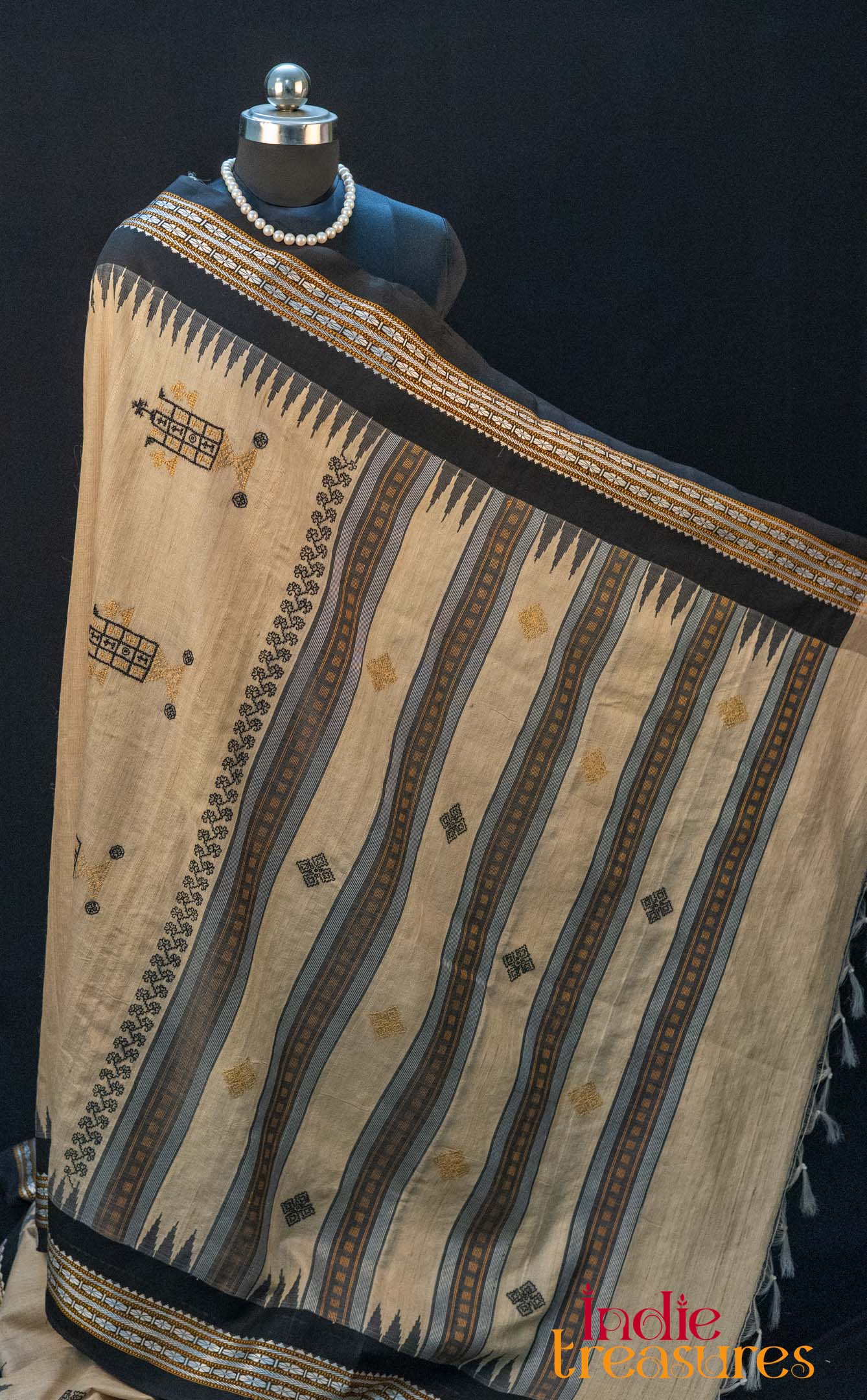 Tussar Silk with Kasuti Hand Embroidery - Image 9