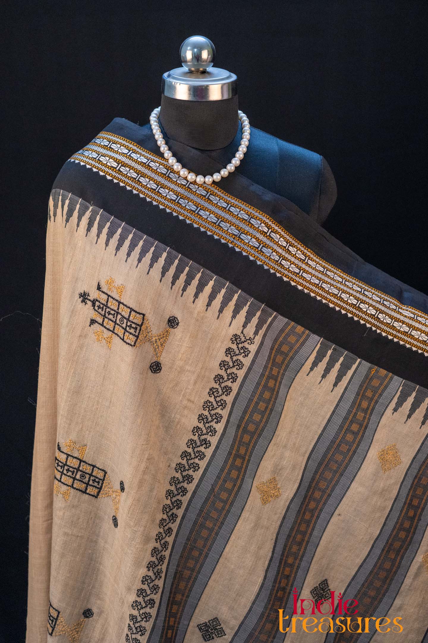 Tussar Silk with Kasuti Hand Embroidery