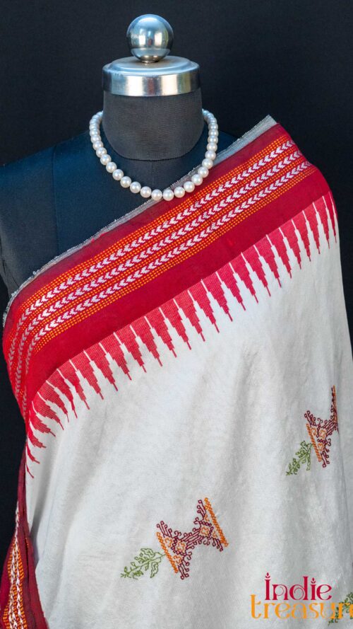 Kasuti Embroidery on Handloom Raw Silk